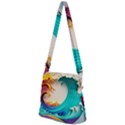 Tsunami Tidal Wave Waves Minimalist Ocean Sea Zipper Messenger Bag View2