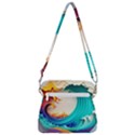 Tsunami Tidal Wave Waves Minimalist Ocean Sea Zipper Messenger Bag View3