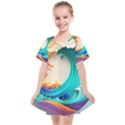 Tsunami Tidal Wave Waves Minimalist Ocean Sea Kids  Smock Dress View1