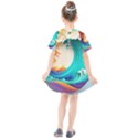 Tsunami Tidal Wave Waves Minimalist Ocean Sea Kids  Smock Dress View2