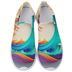 Tsunami Tidal Wave Waves Minimalist Ocean Sea Men s Slip On Sneakers by Ravend