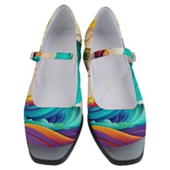 Tsunami Tidal Wave Waves Minimalist Ocean Sea Women s Mary Jane Shoes by Ravend