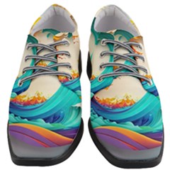 Tsunami Tidal Wave Waves Minimalist Ocean Sea Women Heeled Oxford Shoes by Ravend