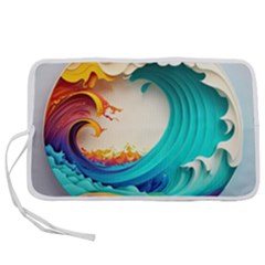 Tsunami Tidal Wave Waves Minimalist Ocean Sea Pen Storage Case (s) by Ravend