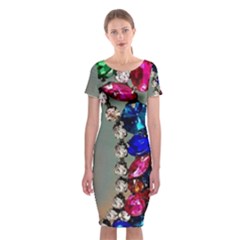 Colorful Diamonds Classic Short Sleeve Midi Dress by Sparkle