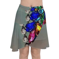 Colorful Diamonds Chiffon Wrap Front Skirt by Sparkle