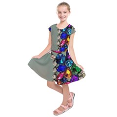 Colorful Diamonds Kids  Short Sleeve Dress by Sparkle