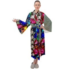 Colorful Diamonds Maxi Velvet Kimono by Sparkle