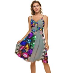 Colorful Diamonds Sleeveless Tie Front Chiffon Dress by Sparkle