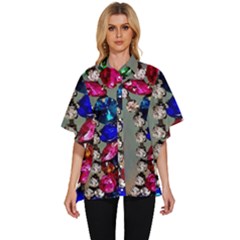 Colorful Diamonds Women s Batwing Button Up Shirt