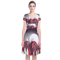 Christmas Wreath Winter Festive Season Nature Short Sleeve Front Wrap Dress by Ravend