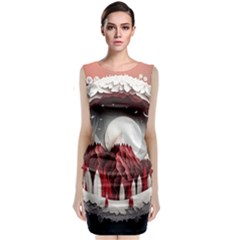 Christmas Wreath Winter Festive Season Nature Sleeveless Velvet Midi Dress by Ravend