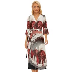 Christmas Wreath Winter Festive Season Nature Midsummer Wrap Dress by Ravend