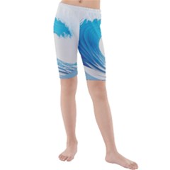 Wave Tsunami Tidal Wave Ocean Sea Water Kids  Mid Length Swim Shorts by Ravend