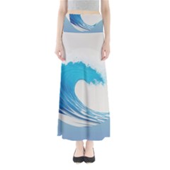 Wave Tsunami Tidal Wave Ocean Sea Water Full Length Maxi Skirt by Ravend