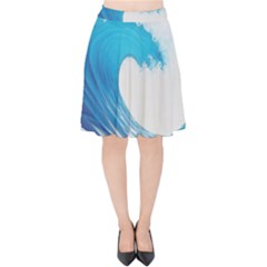 Wave Tsunami Tidal Wave Ocean Sea Water Velvet High Waist Skirt by Ravend