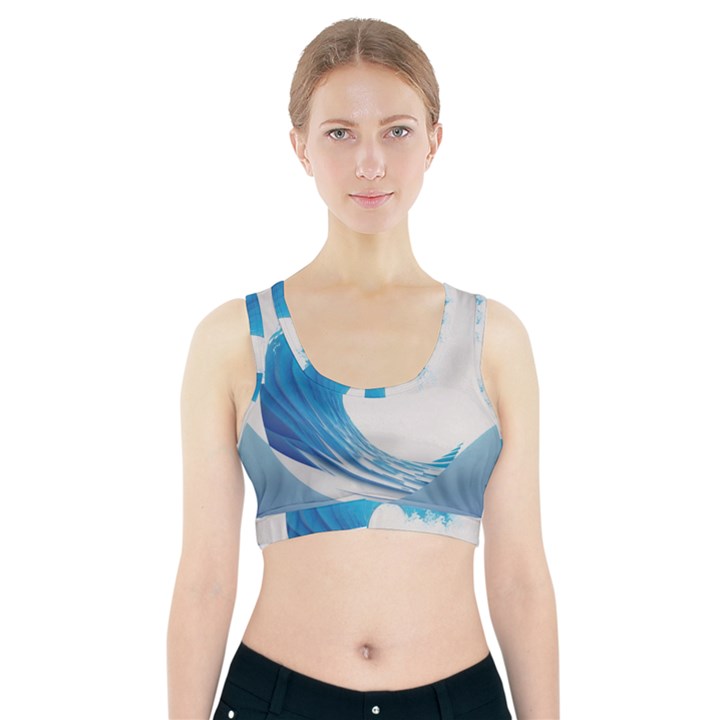 Wave Tsunami Tidal Wave Ocean Sea Water Sports Bra With Pocket