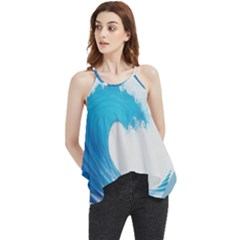 Wave Tsunami Tidal Wave Ocean Sea Water Flowy Camisole Tank Top by Ravend