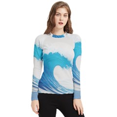 Wave Tsunami Tidal Wave Ocean Sea Water Women s Long Sleeve Rash Guard by Ravend