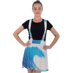 Wave Tsunami Tidal Wave Ocean Sea Water Velvet Suspender Skater Skirt by Ravend