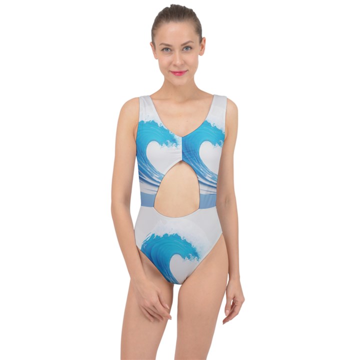 Wave Tsunami Tidal Wave Ocean Sea Water Center Cut Out Swimsuit