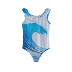 Wave Tsunami Tidal Wave Ocean Sea Water Kids  Frill Swimsuit by Ravend