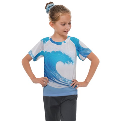 Wave Tsunami Tidal Wave Ocean Sea Water Kids  Mesh Piece Tee by Ravend