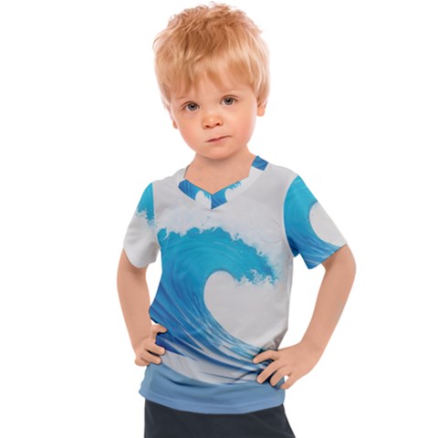 Wave Tsunami Tidal Wave Ocean Sea Water Kids  Sports Tee by Ravend