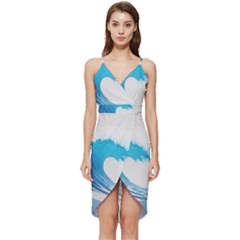 Wave Tsunami Tidal Wave Ocean Sea Water Wrap Frill Dress by Ravend