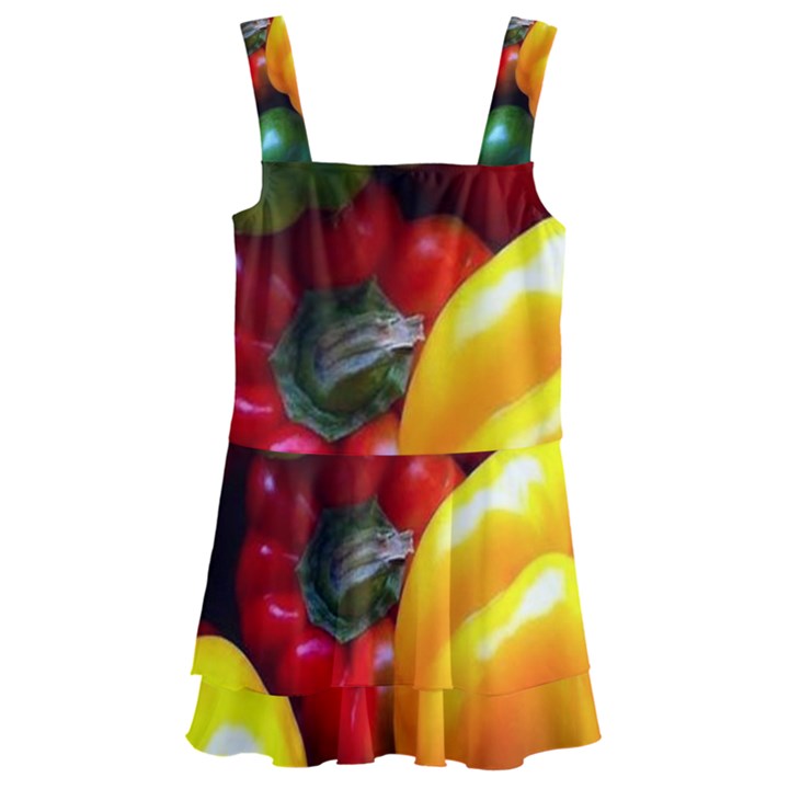 Colorful Capsicum Kids  Layered Skirt Swimsuit