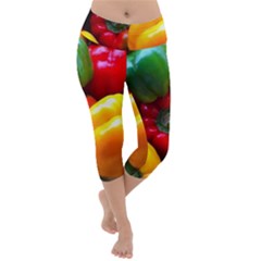 Colorful Capsicum Lightweight Velour Capri Yoga Leggings by Sparkle