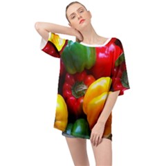 Colorful Capsicum Oversized Chiffon Top by Sparkle