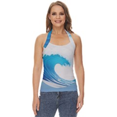 Wave Tsunami Tidal Wave Ocean Sea Water Basic Halter Top by Ravend