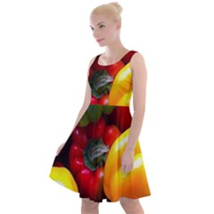 Colorful Capsicum Knee Length Skater Dress by Sparkle