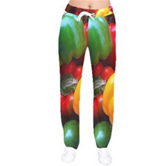 Colorful Capsicum Women Velvet Drawstring Pants