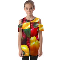 Colorful Capsicum Fold Over Open Sleeve Top by Sparkle