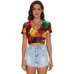 Colorful Capsicum V-neck Crop Top by Sparkle