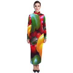 Colorful Capsicum Turtleneck Maxi Dress by Sparkle