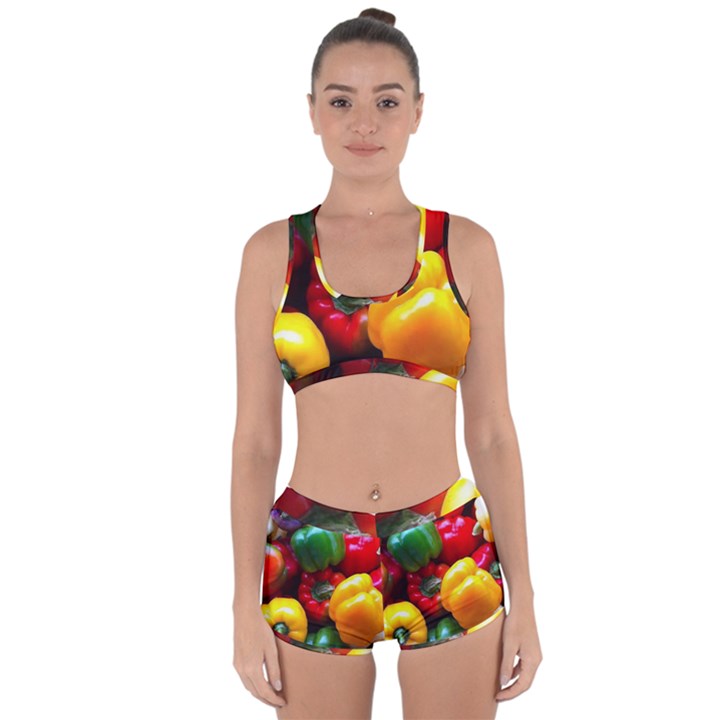 Colorful Capsicum Racerback Boyleg Bikini Set