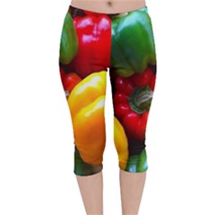 Colorful Capsicum Velvet Capri Leggings  by Sparkle