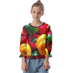 Colorful Capsicum Kids  Cuff Sleeve Top