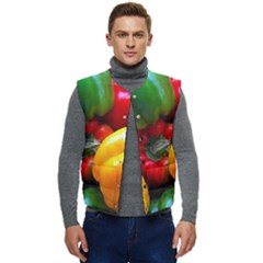 Colorful Capsicum Men s Short Button Up Puffer Vest	