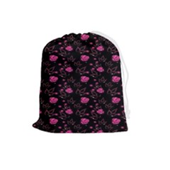 Pink Glowing Flowers Drawstring Pouch (large) by Sparkle