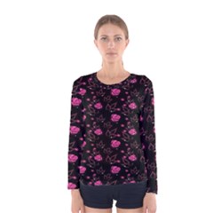 Pink Glowing Flowers Women s Long Sleeve Tee