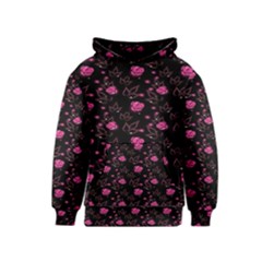 Pink Glowing Flowers Kids  Pullover Hoodie