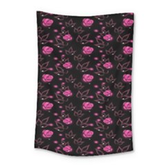 Pink Glowing Flowers Small Tapestry