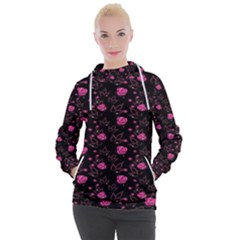 Pink Glowing Flowers Women s Hooded Pullover