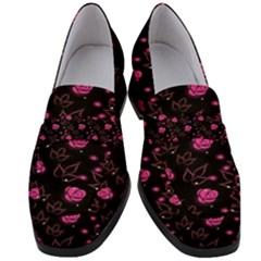 Pink Glowing Flowers Women s Chunky Heel Loafers by Sparkle