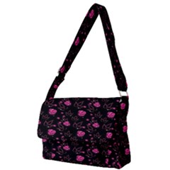 Pink Glowing Flowers Full Print Messenger Bag (l) by Sparkle