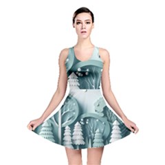 Background Christmas Winter Holiday Background Reversible Skater Dress by Ravend